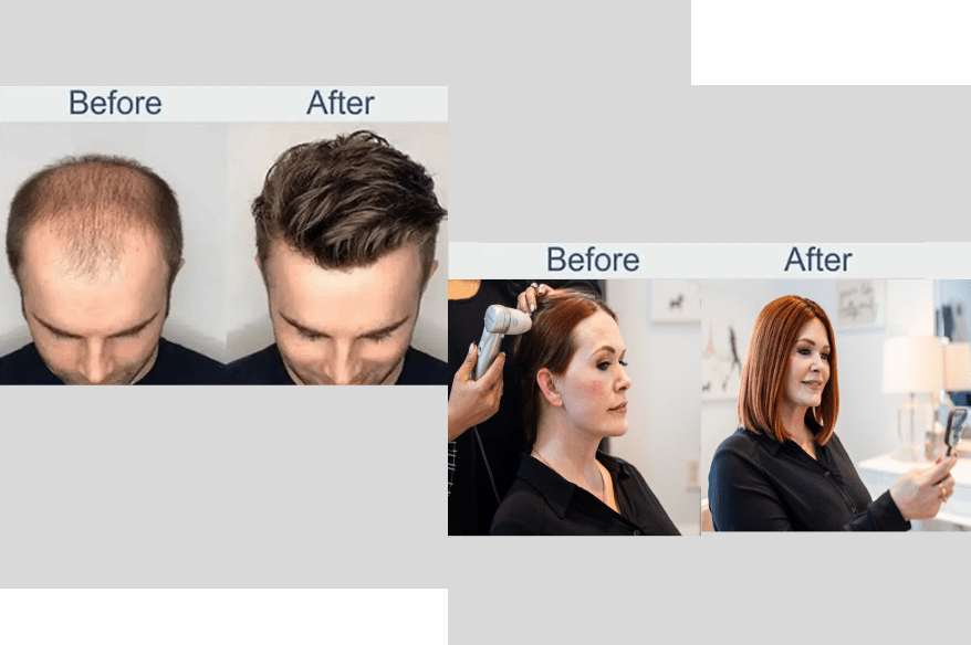 A man and woman getting their hair done