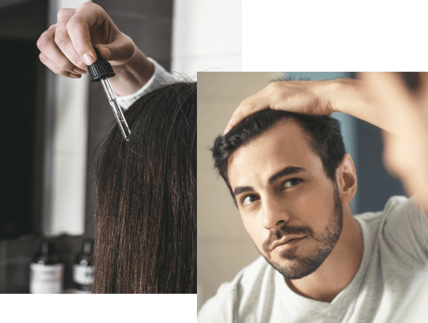 A man is combing his hair while another looks on.